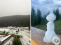 В Карпатах на День Независимости выпал снег. Фото и видео