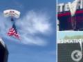 Парашютист в США на полной скорости влетел в табло стадиона.