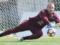Serbian goalkeeper nearly broke the crossbar after a powerful shot from the penalty kick