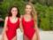 Long-legged Olya Polyakova with her 15-year-old daughter measured figures in identical swimsuits